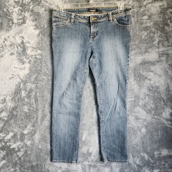 LEVEL EIGHT WOMENS JUNIOR DENIM STRAIGHT JEANS SIZE 11 34x26 LOW RISE BLUE EUC - Picture 1 of 10